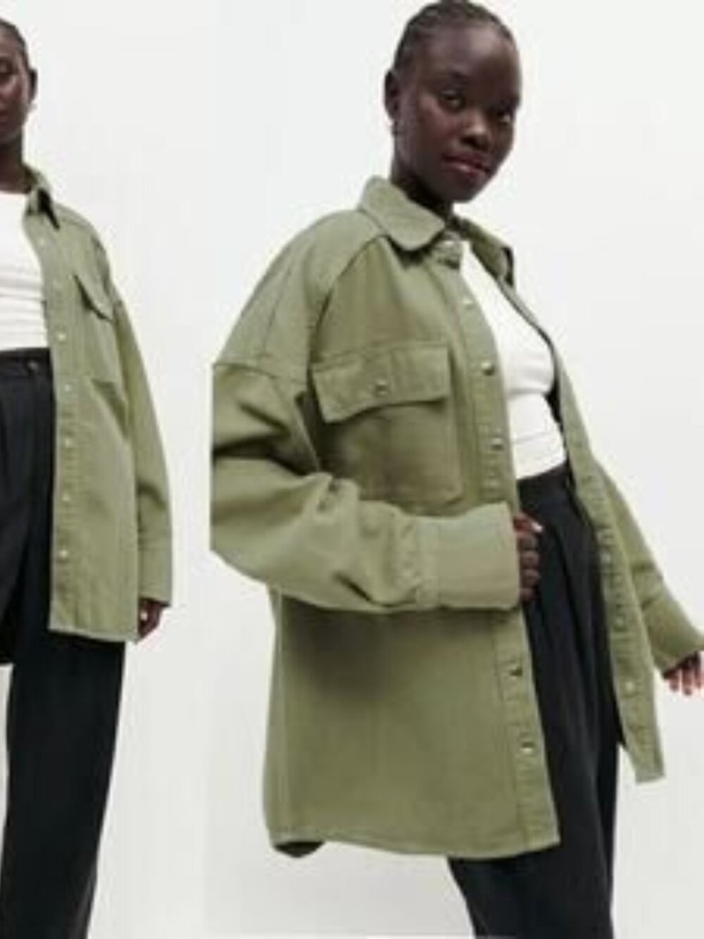 Reformation Ace Oversized Shirt/Jacket Olive Green Denim Shacket M